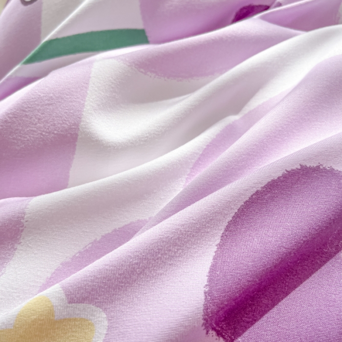 91家纺网 家纺一手货源 找家纺 花伞家居 2024直播网销斜纹加厚磨毛印花植物羊绒四件套 花儿朵朵