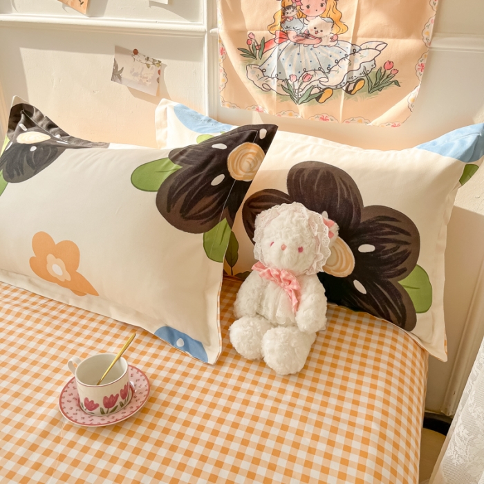 91家纺网 家纺一手货源 找家纺 花伞家居 2024直播网销斜纹加厚磨毛印花植物羊绒四件套 初夏深