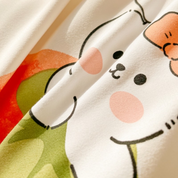 91家纺网 家纺一手货源 找家纺 花伞家居 2024直播网销斜纹加厚磨毛印花植物羊绒四件套 好柿成双