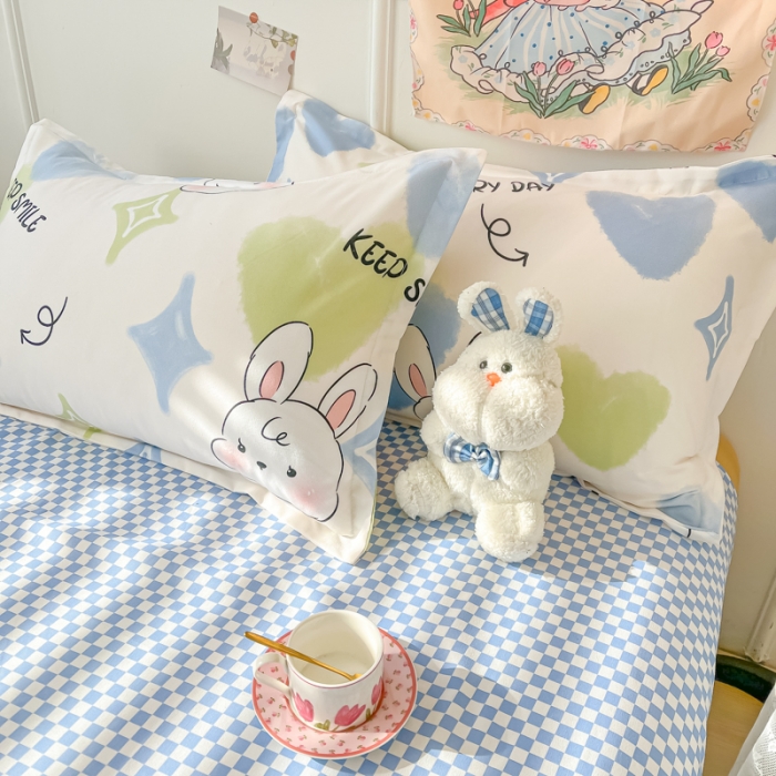 91家纺网 家纺一手货源 找家纺 花伞家居 2024直播网销斜纹加厚磨毛印花植物羊绒四件套 星光兔