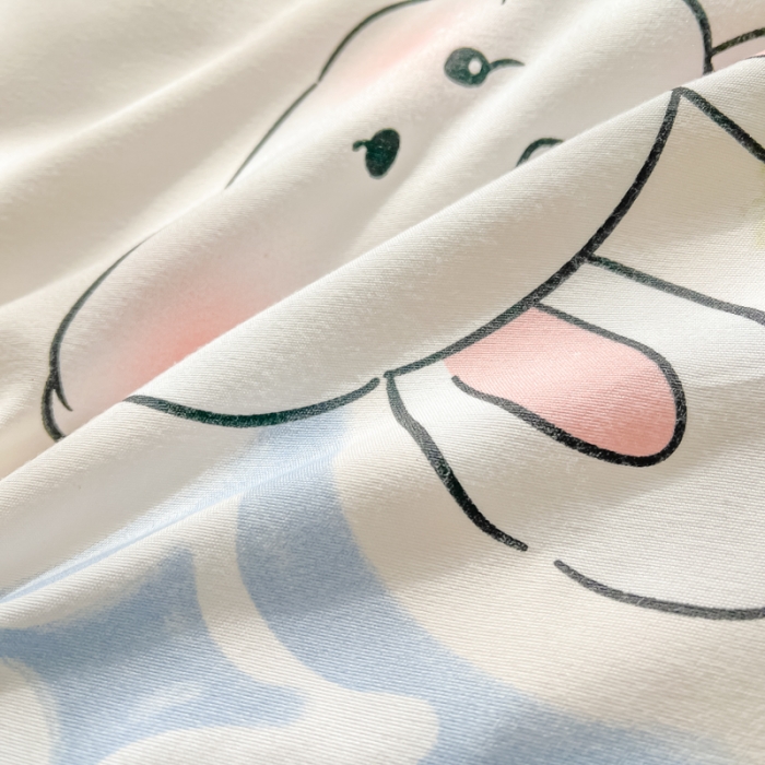 91家纺网 家纺一手货源 找家纺 花伞家居 2024直播网销斜纹加厚磨毛印花植物羊绒四件套 星光兔