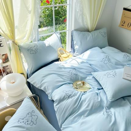 91家纺网 家纺一手货源 找家纺 （总）花伞 2023新款可爱小狗刺绣“逃跑计划”系列磨毛四件套