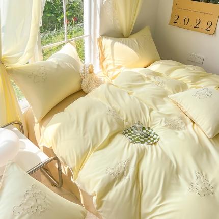 91家纺网 家纺一手货源 找家纺 （总）花伞 2023新款可爱小狗刺绣“逃跑计划”系列磨毛四件套