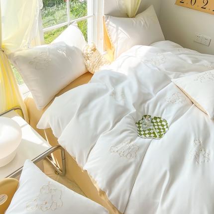 91家纺网 家纺一手货源 找家纺 （总）花伞 2023新款可爱小狗刺绣“逃跑计划”系列磨毛四件套