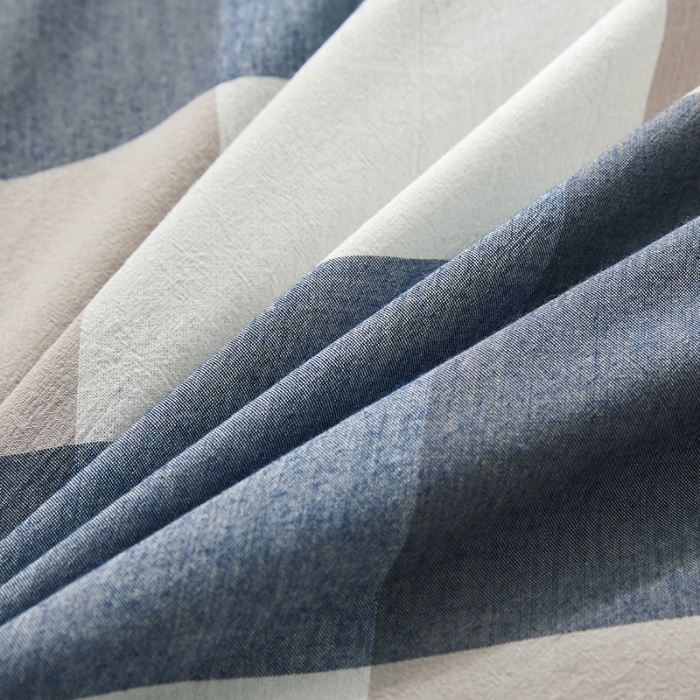 91家纺网 家纺一手货源 找家纺 恋人优选 2023新款纯棉色织床笠 蓝大格