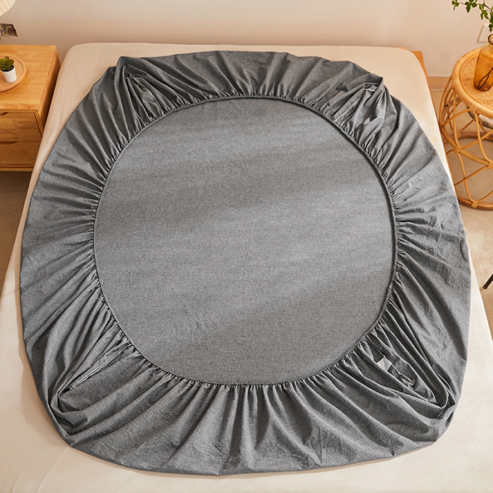 91家纺网 家纺一手货源 找家纺 恋人优选 2023新款纯棉色织床笠 深灰