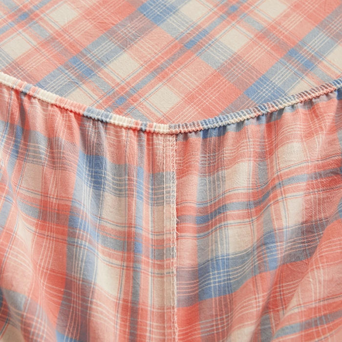 91家纺网 家纺一手货源 找家纺 恋人优选 2023新款纯棉色织床笠 星空桔