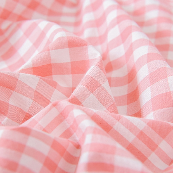 91家纺网 家纺一手货源 找家纺 恋人优选 2023新款纯棉色织床笠 粉色格