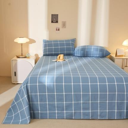 91家纺网 家纺一手货源 找家纺 【直播爆款】2023新款纯棉色织床单单件纯棉全棉单人宿舍被单枕套三件套