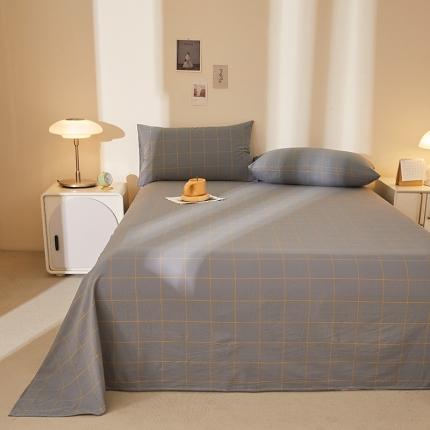 91家纺网 家纺一手货源 找家纺 【直播爆款】2023新款纯棉色织床单单件纯棉全棉单人宿舍被单枕套三件套