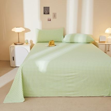 91家纺网 家纺一手货源 找家纺 【直播爆款】2023新款纯棉色织床单单件纯棉全棉单人宿舍被单枕套三件套