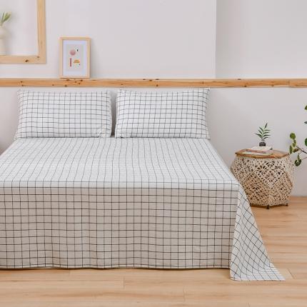 91家纺网 家纺一手货源 找家纺 【直播爆款】2023新款纯棉色织床单单件纯棉全棉单人宿舍被单枕套三件套