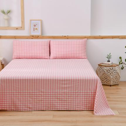 91家纺网 家纺一手货源 找家纺 【直播爆款】2023新款纯棉色织床单单件纯棉全棉单人宿舍被单枕套三件套