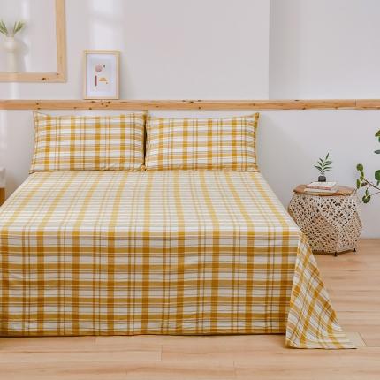 91家纺网 家纺一手货源 找家纺 【直播爆款】2023新款纯棉色织床单单件纯棉全棉单人宿舍被单枕套三件套