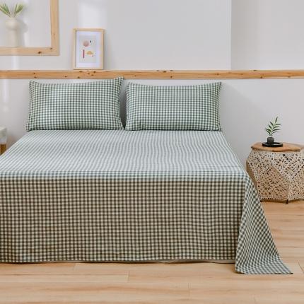 91家纺网 家纺一手货源 找家纺 【直播爆款】2023新款纯棉色织床单单件纯棉全棉单人宿舍被单枕套三件套