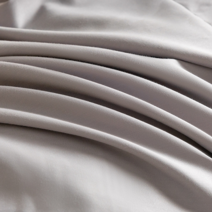 91家纺网 家纺一手货源 找家纺 秀色 50支贡缎新疆长绒棉全棉纯棉酒店轻奢纯色被套床上四件套 典雅灰