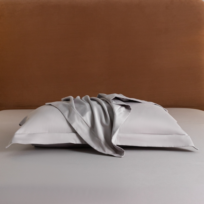 91家纺网 家纺一手货源 找家纺 秀色 50支贡缎新疆长绒棉全棉纯棉酒店轻奢纯色被套床上四件套 典雅灰