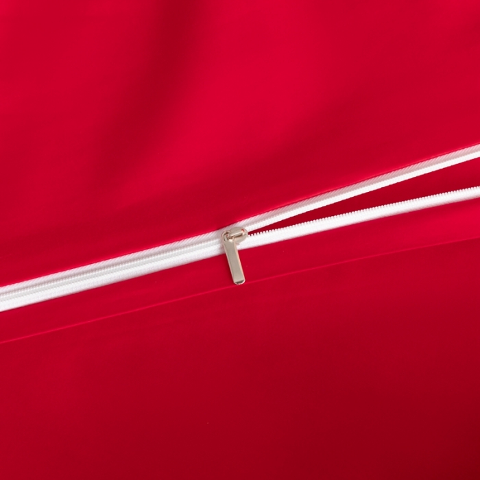 91家纺网 家纺一手货源 找家纺 秀色 50支贡缎新疆长绒棉全棉纯棉酒店轻奢纯色被套床上四件套 海棠红