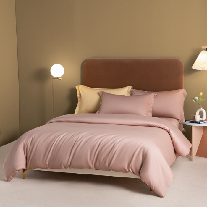 91家纺网 家纺一手货源 找家纺 秀色 50支贡缎新疆长绒棉全棉纯棉酒店轻奢纯色被套床上四件套 琳蕴储