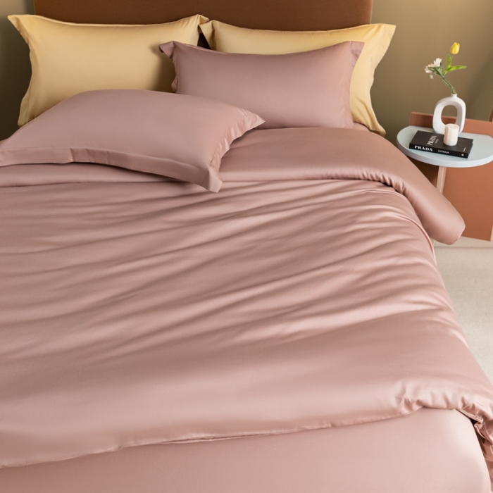 91家纺网 家纺一手货源 找家纺 秀色 50支贡缎新疆长绒棉全棉纯棉酒店轻奢纯色被套床上四件套 琳蕴储