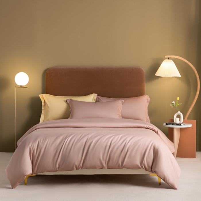 91家纺网 家纺一手货源 找家纺 秀色 50支贡缎新疆长绒棉全棉纯棉酒店轻奢纯色被套床上四件套 琳蕴储