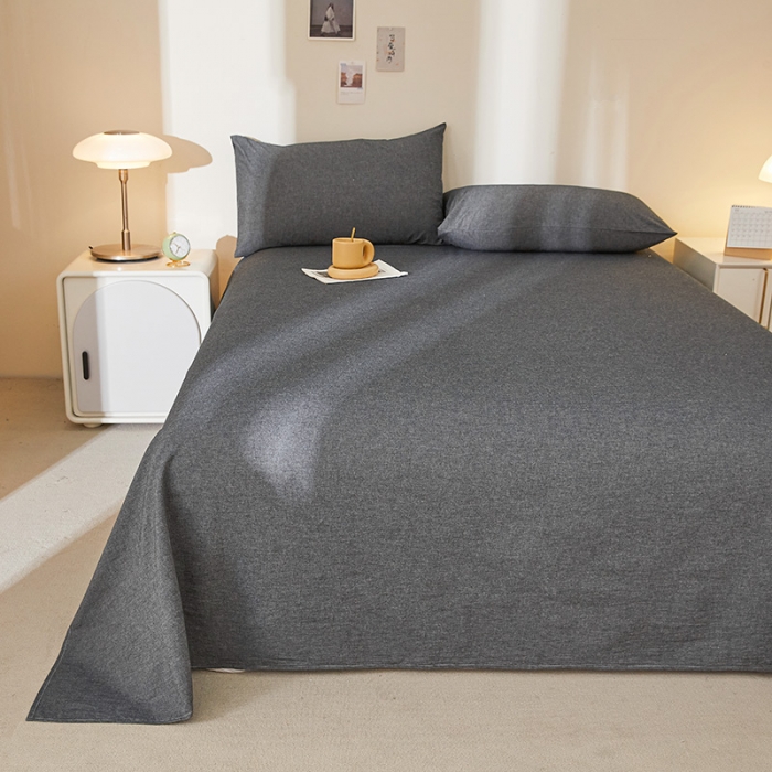 91家纺网 家纺一手货源 找家纺 恋人优选 2023新款纯棉色织床单 深灰