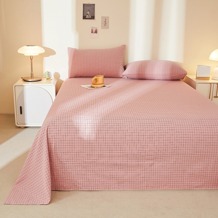 91家纺网 家纺一手货源 找家纺 恋人优选 2023新款纯棉色织床单 小粉格