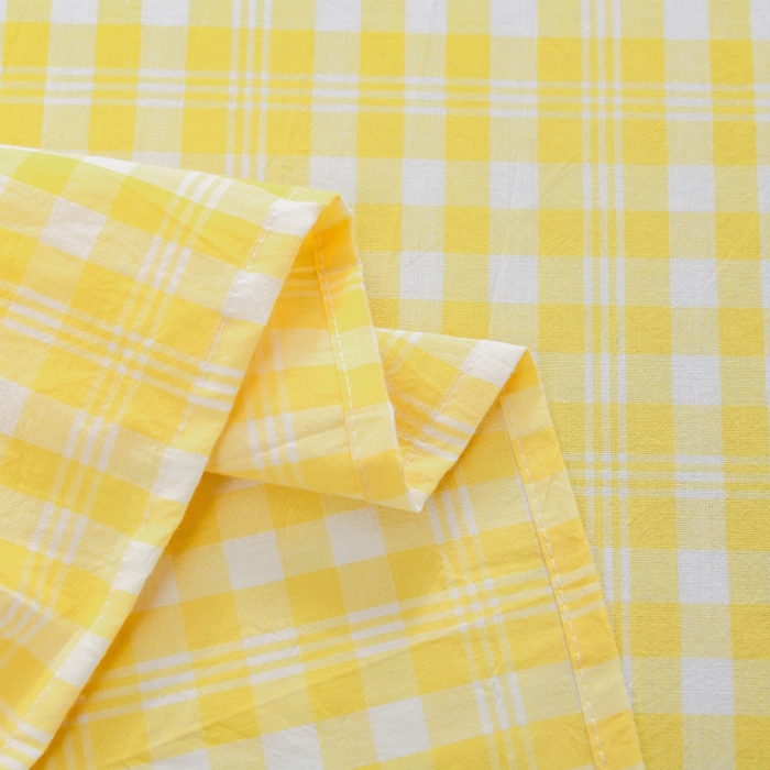 91家纺网 家纺一手货源 找家纺 恋人优选 2023新款纯棉色织床单 彩虹黄小格