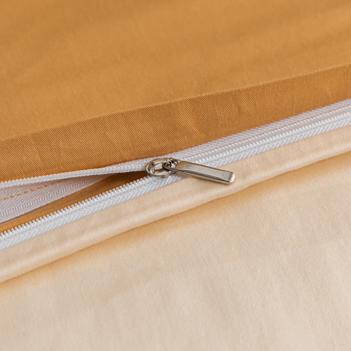 91家纺网 家纺一手货源 找家纺 秀色50支贡缎新疆长绒棉全棉纯棉酒店轻奢纯色被套床上四件套奶昔白+南瓜橘