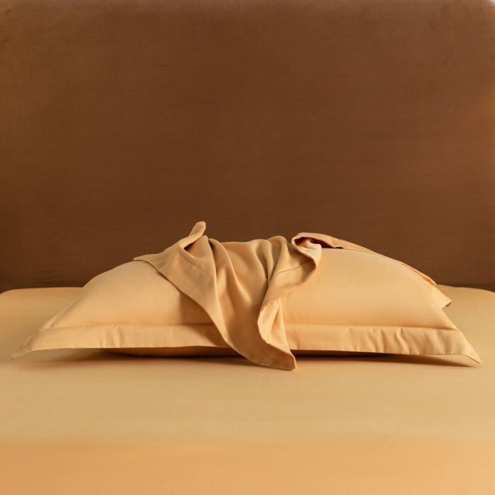 91家纺网 家纺一手货源 找家纺 秀色 50支贡缎新疆长绒棉全棉纯棉酒店轻奢纯色被套床上四件套 南瓜橘