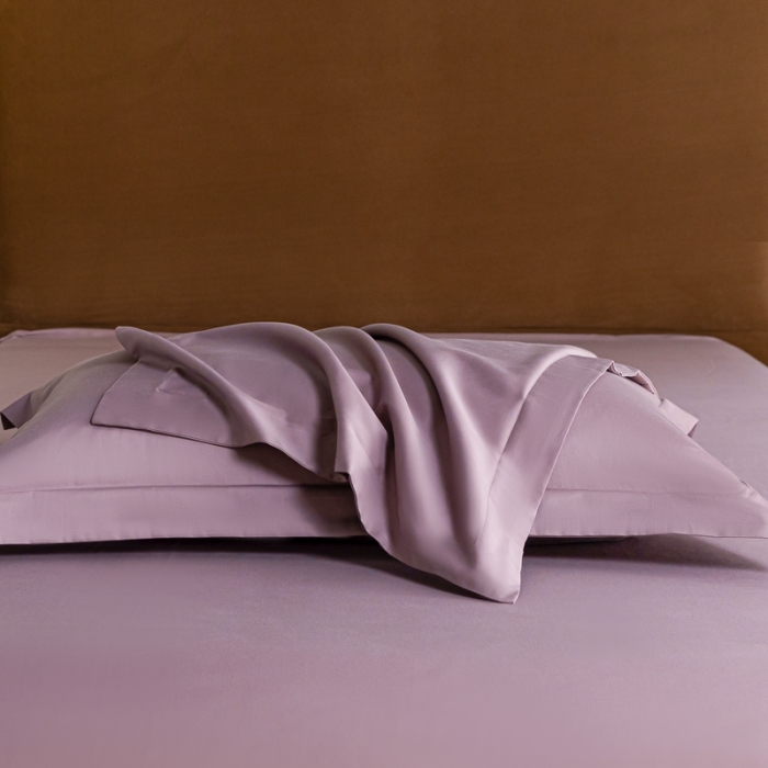 91家纺网 家纺一手货源 找家纺 秀色 50支贡缎新疆长绒棉全棉纯棉酒店轻奢纯色被套床上四件套 香芋紫