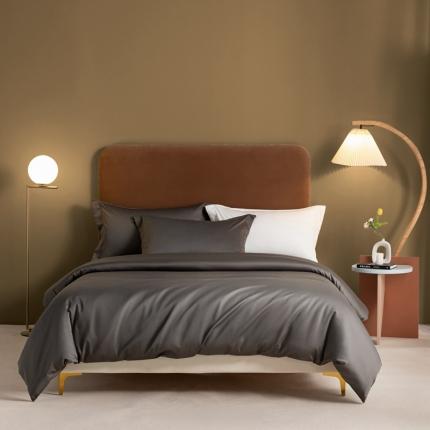 秀色 50支贡缎新疆长绒棉全棉纯棉酒店轻奢纯色被套床上四件套 帝王灰