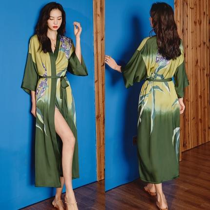 洛兰沙 2023新款中式睡袍+吊带套装