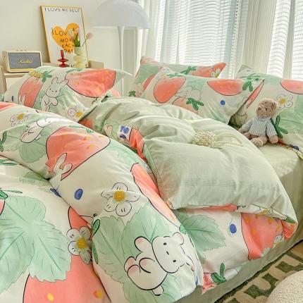 91家纺网 家纺一手货源 找家纺 总盛馨家纺 2023新款ins北欧风高支高密全棉喷气小清新纯棉四件套