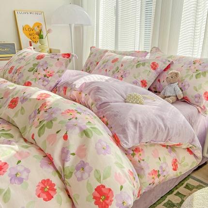 91家纺网 家纺一手货源 找家纺 总盛馨家纺 2023新款ins北欧风高支高密全棉喷气小清新纯棉四件套