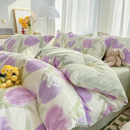 91家纺网 家纺一手货源 找家纺 总盛馨家纺 2023新款ins北欧风高支高密全棉喷气小清新纯棉四件套