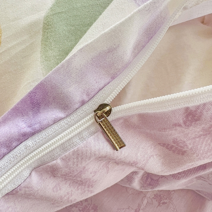 91家纺网 家纺一手货源 找家纺 盛馨 2023新款ins北欧风高支高密全棉喷气小清新纯棉四件套暖阳紫