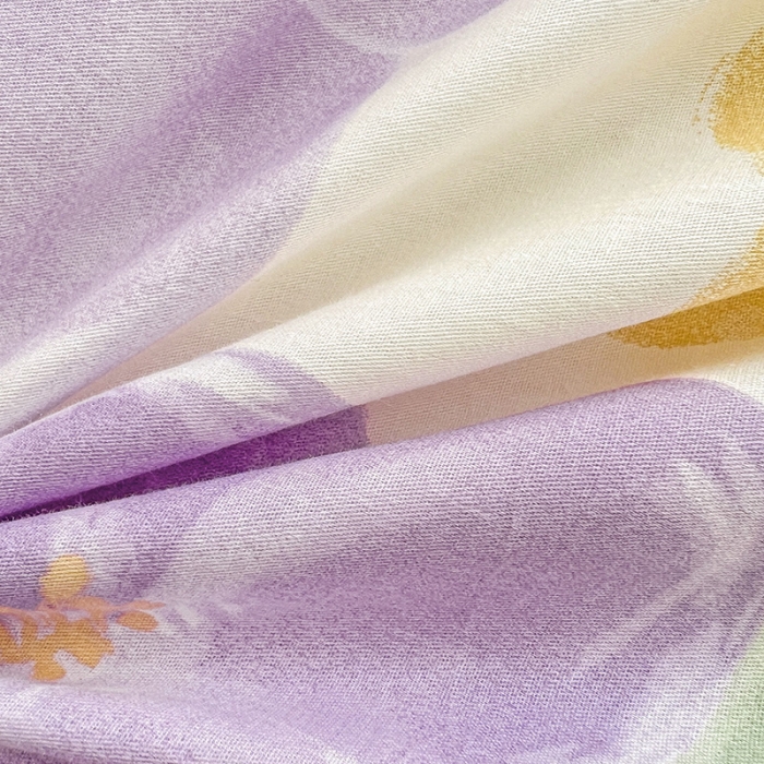 91家纺网 家纺一手货源 找家纺 盛馨 2023新款ins北欧风高支高密全棉喷气小清新纯棉四件套暖阳紫