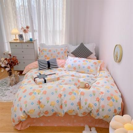 91家纺网 家纺一手货源 找家纺 （总）庭笙 新款匹马棉丝带款臻品磨毛印花四件套