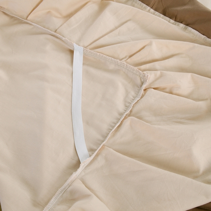 91家纺网 家纺一手货源 找家纺 琉宿家纺 2023新款13372全棉双拼床裙 米黄