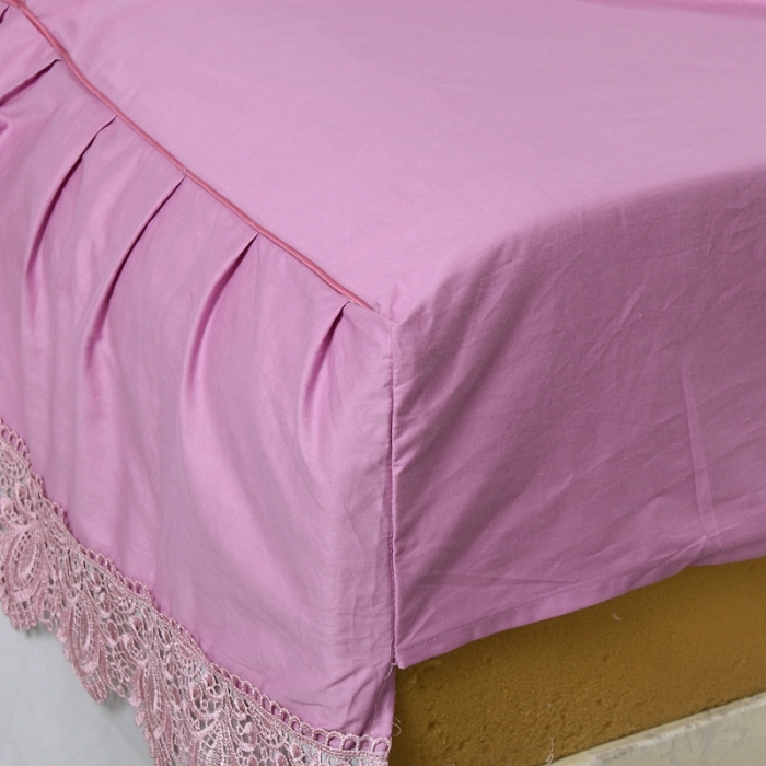 91家纺网 家纺一手货源 找家纺 琉宿家纺 2023新款13372全棉双拼床裙 紫