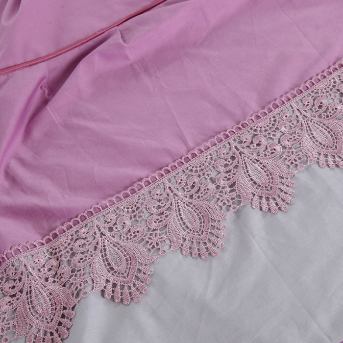 91家纺网 家纺一手货源 找家纺 琉宿家纺 2023新款13372全棉双拼床裙 紫