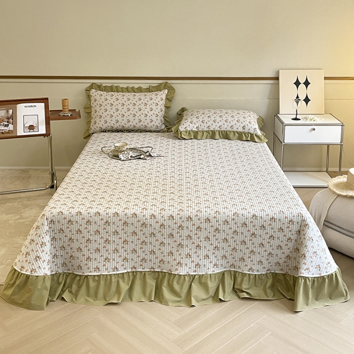 91家纺网 家纺一手货源 找家纺 上喜 热卖双面全棉水洗韩系小碎花床盖 春野