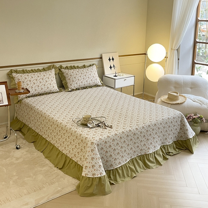 91家纺网 家纺一手货源 找家纺 上喜 热卖双面全棉水洗韩系小碎花床盖 春野