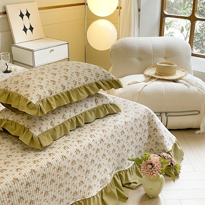 91家纺网 家纺一手货源 找家纺 上喜 热卖双面全棉水洗韩系小碎花床盖 春野