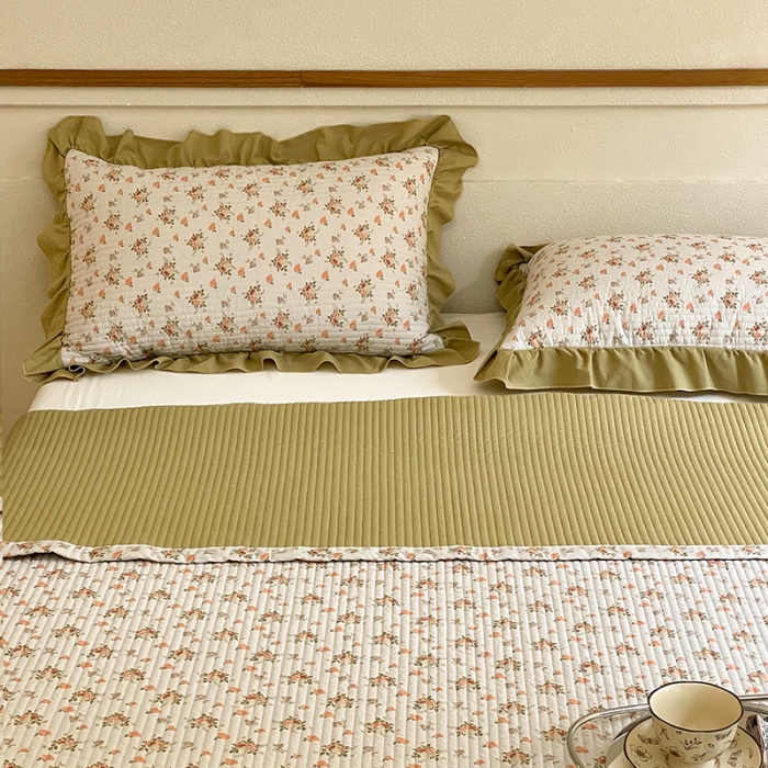 91家纺网 家纺一手货源 找家纺 上喜 热卖双面全棉水洗韩系小碎花床盖 春野