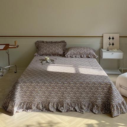 上喜 热卖双面全棉水洗韩系小碎花床盖 伊丽莎白-草绿