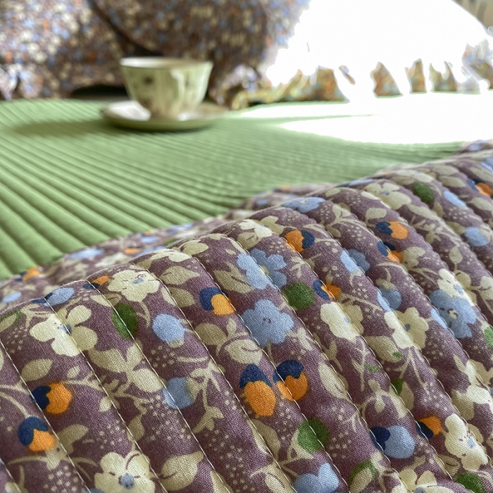 91家纺网 家纺一手货源 找家纺 上喜 热卖双面全棉水洗韩系小碎花床盖 伊丽莎白-草绿