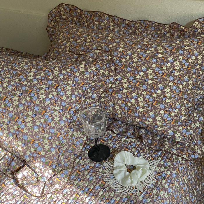 91家纺网 家纺一手货源 找家纺 上喜 热卖双面全棉水洗韩系小碎花床盖 伊丽莎白-草绿