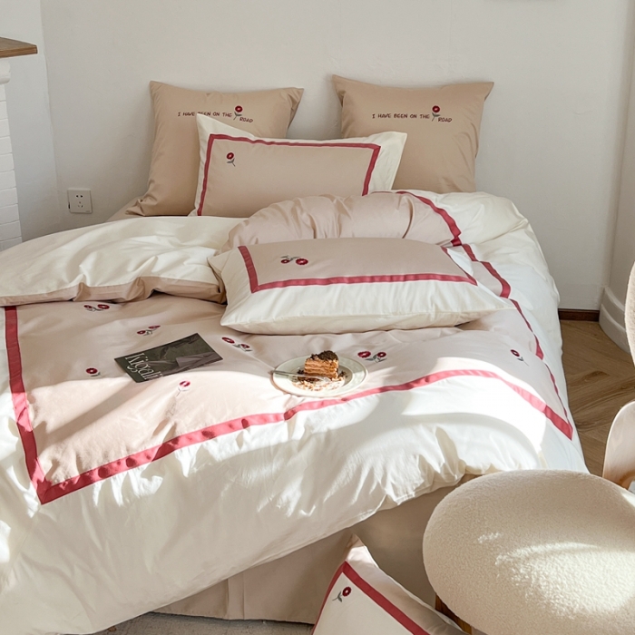 91家纺网 家纺一手货源 找家纺 柚子 2023新款100支长绒棉工艺款四件套 芮蔓琳